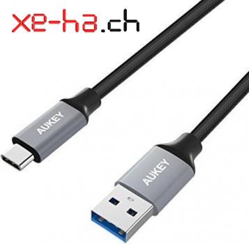 Aukey USB A-C 2m Nylon Fast Charging Kabel